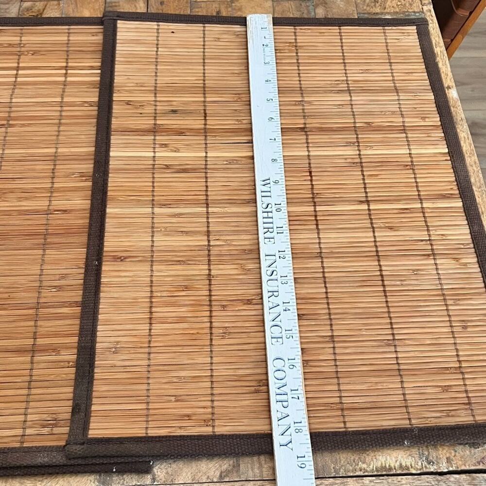 Bamboo Slat Placemat Set of 5 with Brown Fabric Border - Picture 4 of 9
